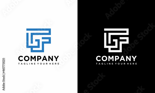 Alphabet letters Initial Monogram logo GF, FG, G and F logo design vector template.on a black and white background.