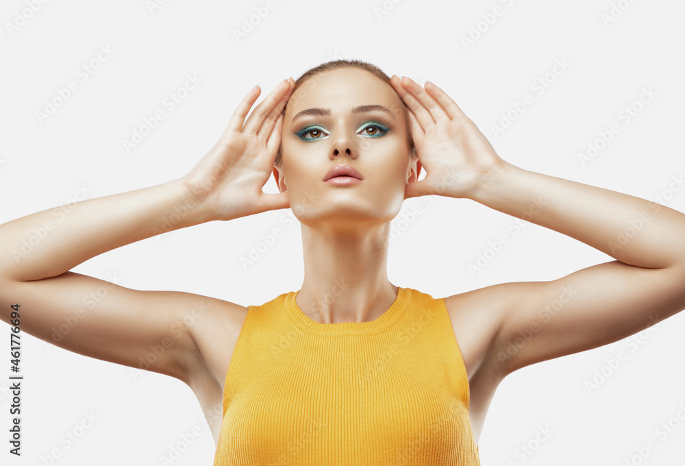 Portrait of attractivePortrait of attractive girl with healthy clean skin and beautiful make-up. Aesthetic cosmetology and makeup concept. Portrait of attractivePortrait of attractive girl with healthy clean skin and beautiful make-up. Aesthetic cosmetology and makeup concept.