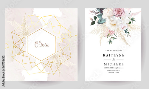 Luxurious beige and blush trendy vector design frames.
