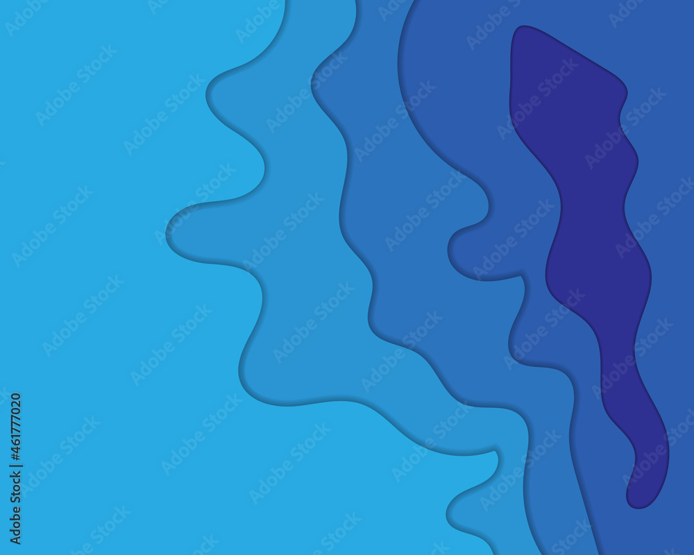 3D abstract blue wave background with paper cut shapes. Vector design layout for business presentations, flyers, posters. Eps10.