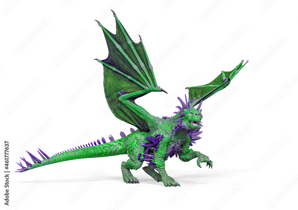 Naklejka premium dragon is walking side view