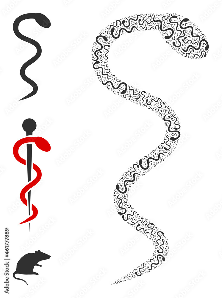 Itself recursion composition snake. Vector snake composition is organized of repeating fractal snake pictograms. Abstract design. Itself recursion composition snake. Vector snake composition is organized of repeating fractal snake pictograms. Abstract design.