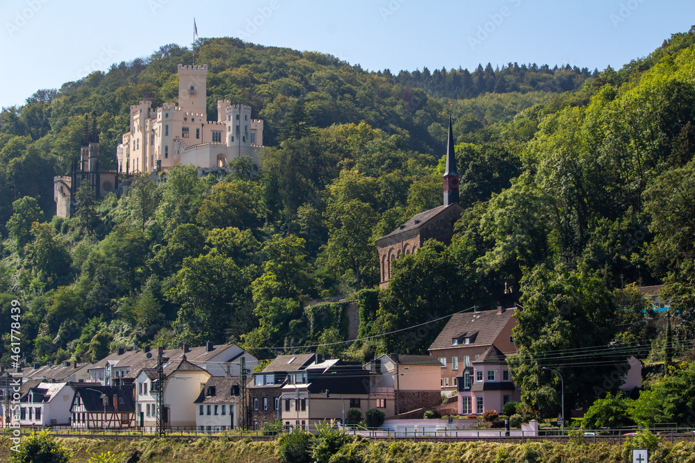 Stolzenfels Castle landscape on the upper middle Rhine River near Koblenz, Germany. Also known as Burg Stolzenfels.