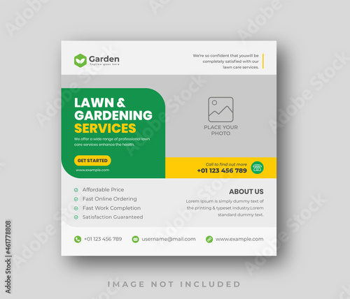 Modern Lawn and garden care maintenance social media post design template