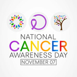 Cancer awareness day is observed every year on November 7, to raise awareness of cancer and to encourage its prevention, detection, and treatment. Vector illustration