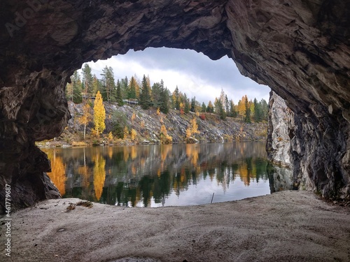 Underground marble mines covered with water in Ruskeala Karelia Russia photo