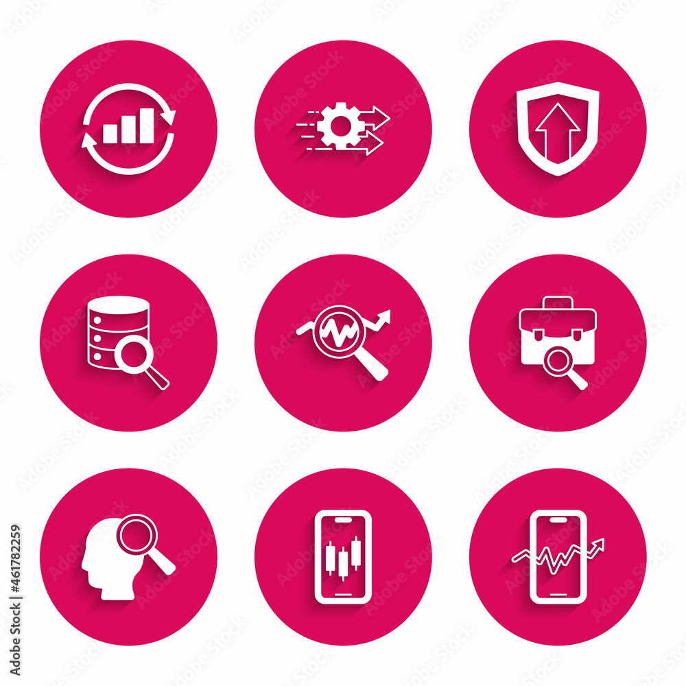 Set Search data analysis, Mobile stock trading, Work search, people, Server, Financial growth and Graph chart infographic icon. Vector Set Search data analysis, Mobile stock trading, Work search, people, Server, Financial growth and Graph chart infographic icon. Vector