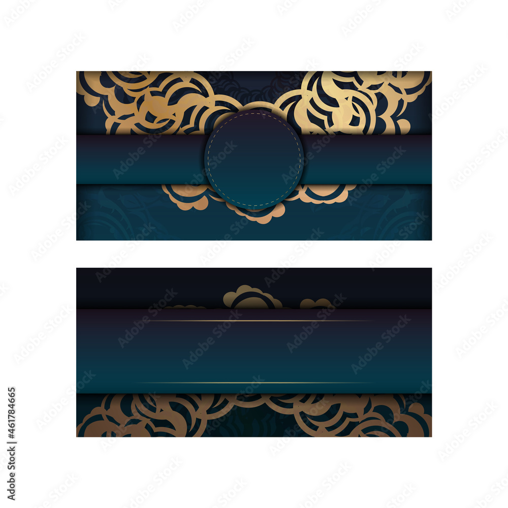 Greeting Green Gradient Brochure with Greek Gold Ornament for your brand.