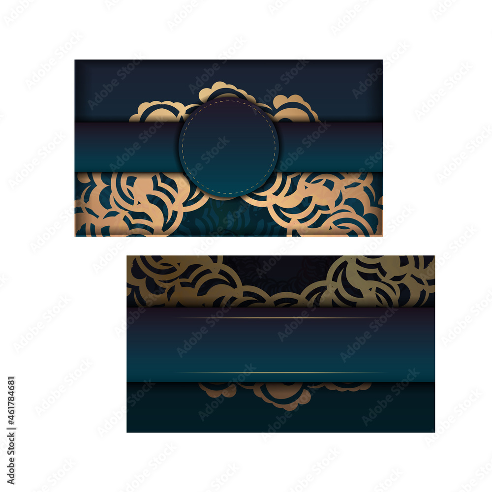 Gradient Green Gradient Greeting Brochure with Greek Gold Ornament Prepared for Typography. Gradient Green Gradient Greeting Brochure with Greek Gold Ornament Prepared for Typography.