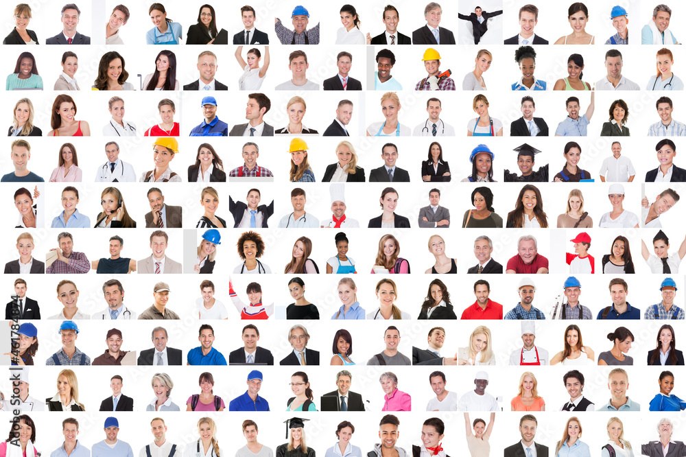 People Face Collage. Young Adults Group Headshots People Face Collage. Young Adults Group Headshots