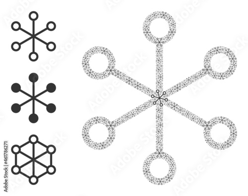 Itself fractal composition net links. Vector net links fractal is made from randomized itself net links elements. Flat design.
