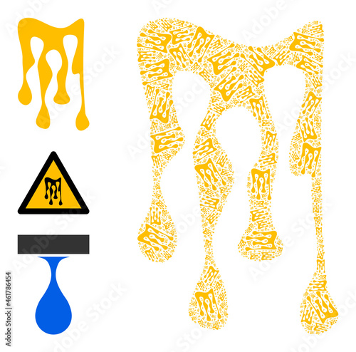 Itself fractal composition sticky honey drops. Vector sticky honey drops composition is designed with repeating itself sticky honey drops elements. Flat design.