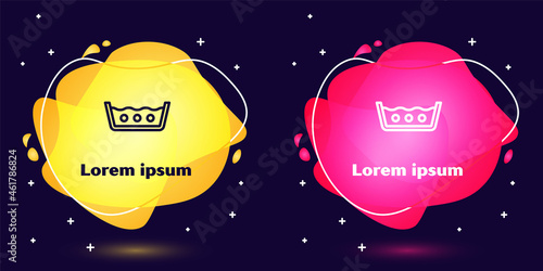 Set line Washing under 50 degrees celsius icon isolated on blue background. Temperature wash. Abstract banner with liquid shapes. Vector