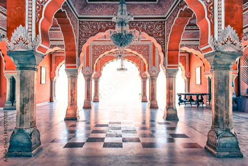 Architecture in the City Palace, Jaipur, Rajasthan, India photo