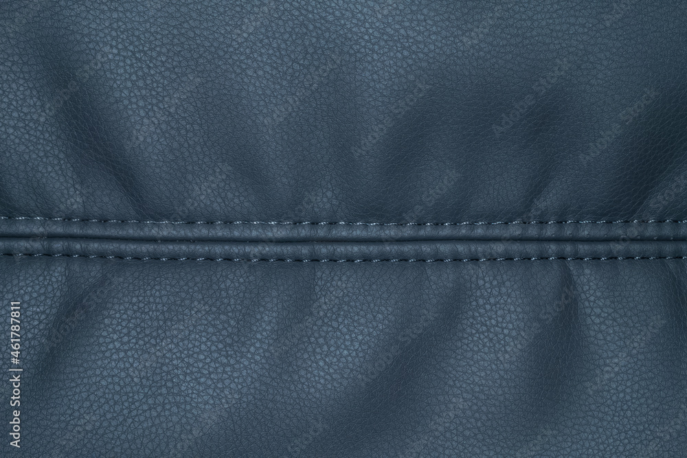 Dark grey blue leather with horizontal seam in the center Dark grey blue leather with horizontal seam in the center