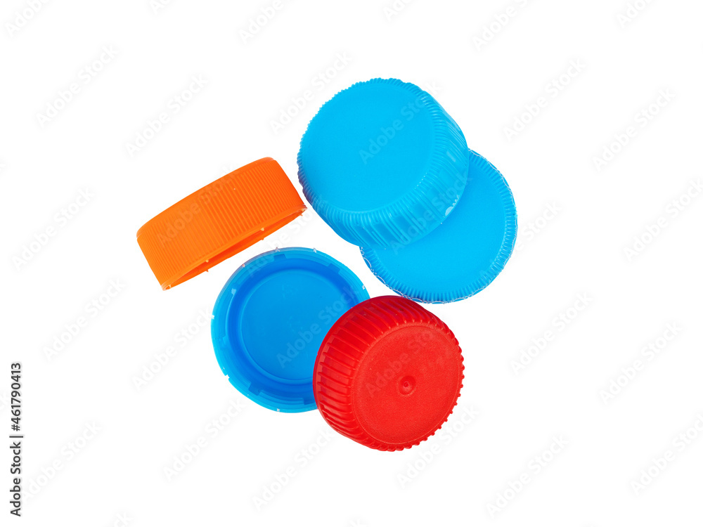 plastic bottle caps, isolate on a white background plastic bottle caps, isolate on a white background