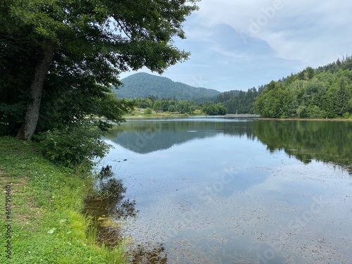 Picturesque small mountain accumulation lake Mrzla Vodica - Gorski kotar, Croatia (Slikovito malo goransko akumulacijsko jezero Mrzla Vodica - Gorski kotar, Hrvatska) photo