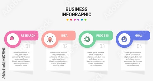 Infographic design with icons and 4 options or steps. Thin line vector. Infographics business concept. Can be used for info graphics, flow charts, presentations, web sites, banners, printed materials.