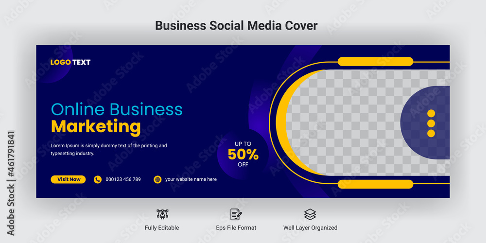 Digital business marketing facebook cover banner template social media post - obrazy, fototapety, plakaty 