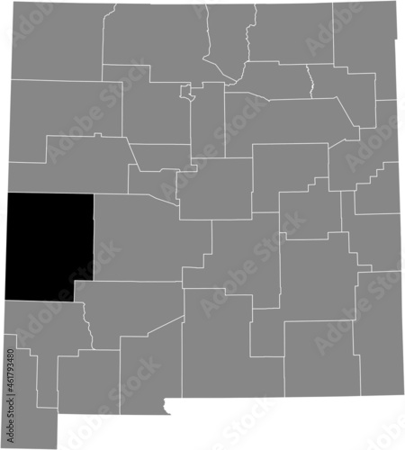 Black highlighted location map of the Catron County inside gray map of the Federal State of New Mexico, USA photo