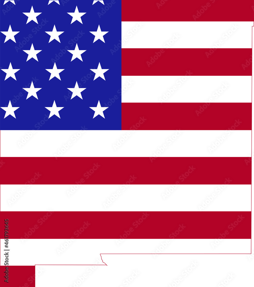 Simple flat US flag map of the Federal State of New Mexico, USA Simple flat US flag map of the Federal State of New Mexico, USA