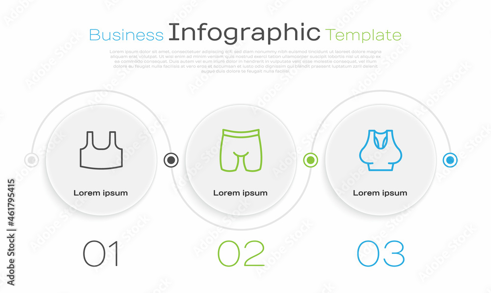 Set line Undershirt, Cycling shorts and . Business infographic template. Vector