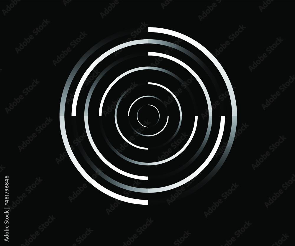 Abstract Lines in Circle Form, Design element, Geometric shape, Striped border frame for image, Technology round Logo, Spiral Vector Illustration Abstract Lines in Circle Form, Design element, Geometric shape, Striped border frame for image, Technology round Logo, Spiral Vector Illustration