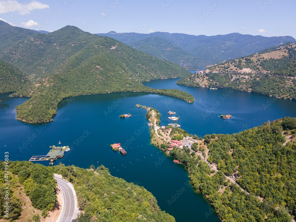 Aerial view of Vacha (Antonivanovtsi) Reservoir, Bulgaria