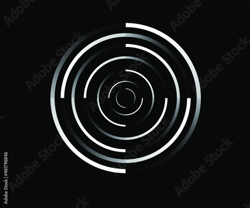 Abstract Lines in Circle Form, Design element, Geometric shape, Striped border frame for image, Technology round Logo, Spiral Vector Illustration