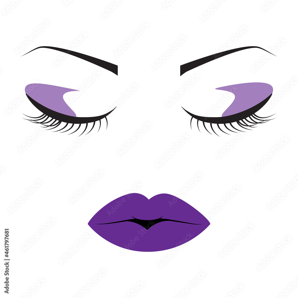 Woman's face with closed eyes isolated on white background. Woman's face for t shirt, banner, poster, label and placard. Useful for cover and print materials. Creative art concept, vector illustration Woman's face with closed eyes isolated on white background. Woman's face for t shirt, banner, poster, label and placard. Useful for cover and print materials. Creative art concept, vector illustration