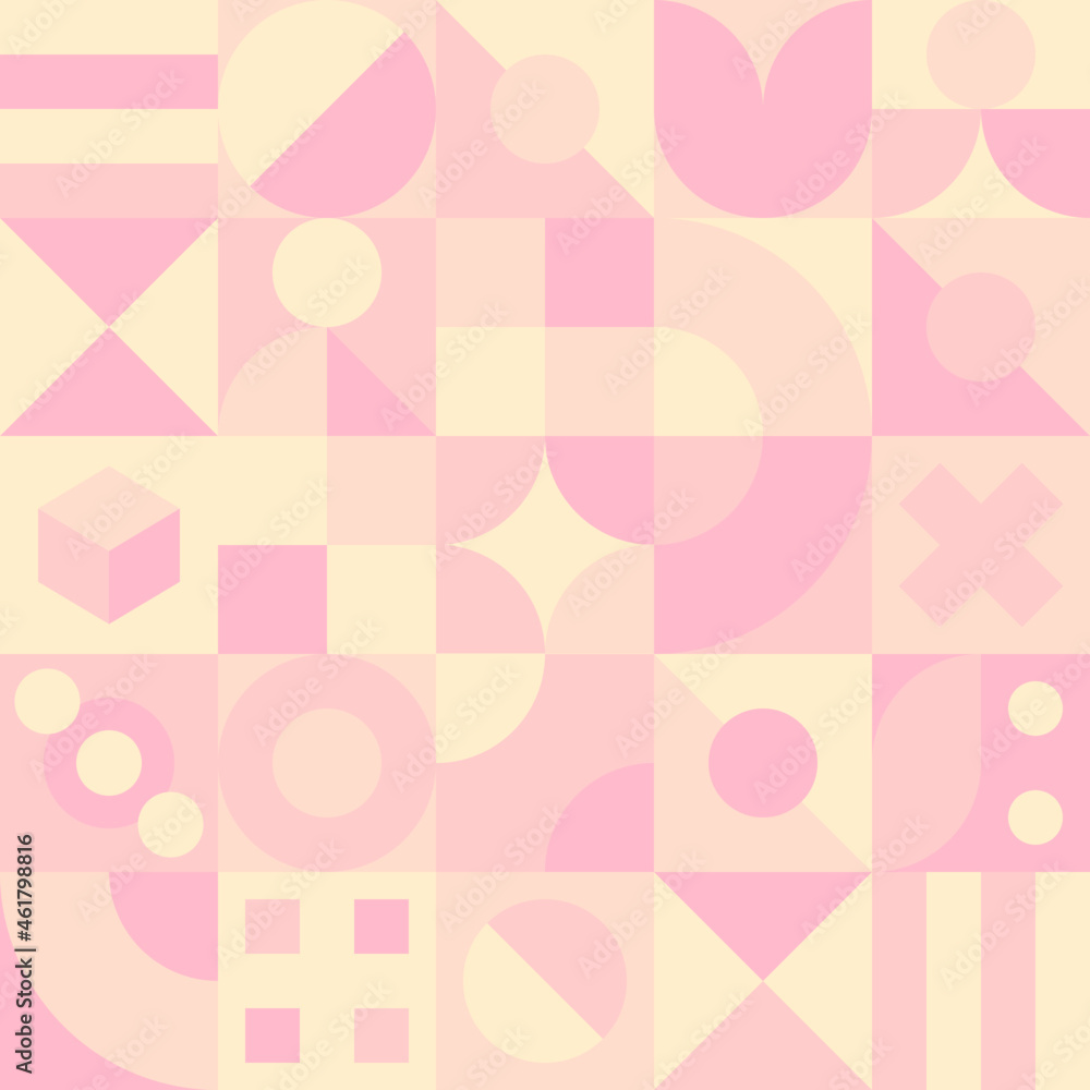 Vector Graphic of Neo Geo Design. Abstract Geometric Pattern Background with Pink Color Theme. Seamless Unique Geometry Shapes Wallpaper. Good for Textile, Print, Bed Shett, Blanket, Pillow Case, etc Vector Graphic of Neo Geo Design. Abstract Geometric Pattern Background with Pink Color Theme. Seamless Unique Geometry Shapes Wallpaper. Good for Textile, Print, Bed Shett, Blanket, Pillow Case, etc