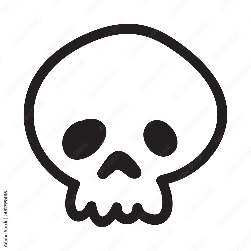 Hand drawn cartoon doodle skull. Funny cartoon skull isolated on white background. Hand drawn cartoon doodle skull. Funny cartoon skull isolated on white background.