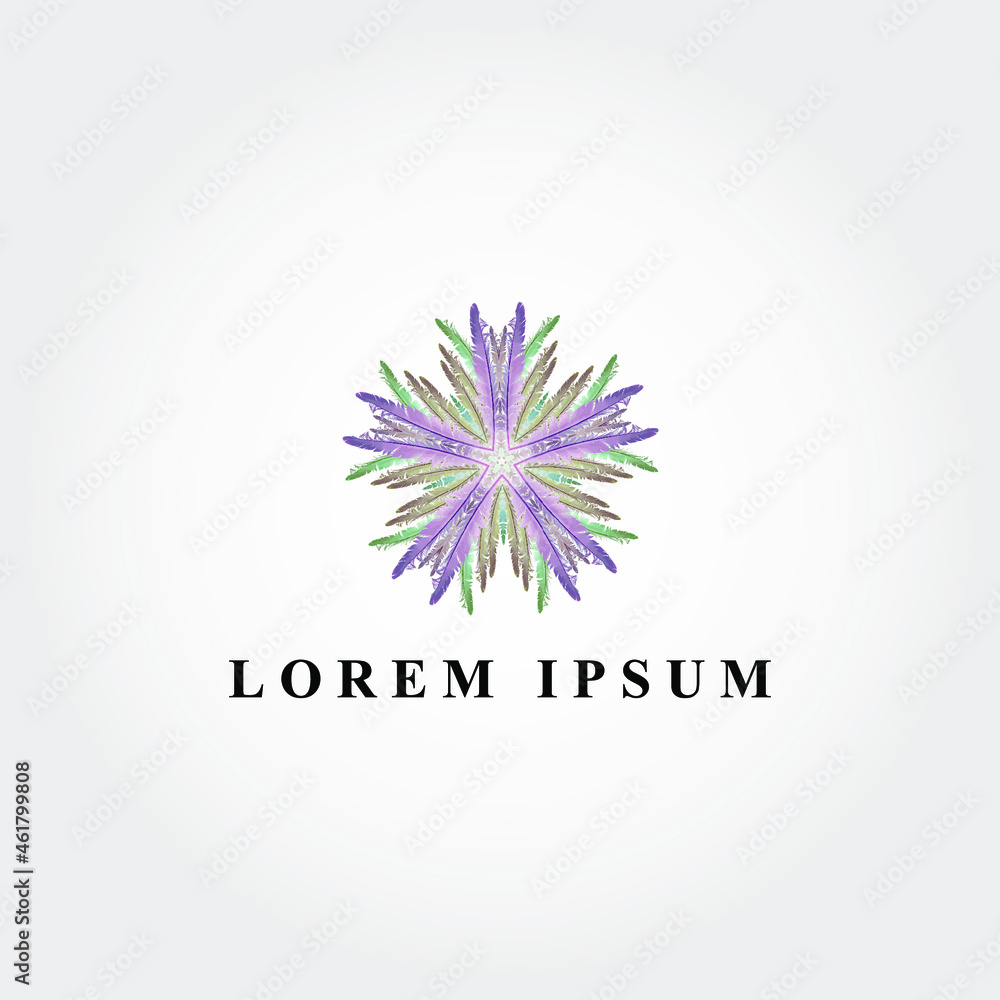 Geometric floral with water color logo template