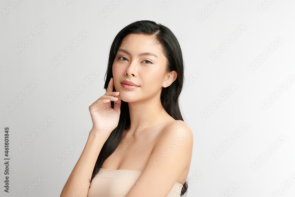 Beautiful young asian woman with clean fresh skin on white background, Face care, Facial treatment, Cosmetology, beauty and spa, Asian women portrait. Beautiful young asian woman with clean fresh skin on white background, Face care, Facial treatment, Cosmetology, beauty and spa, Asian women portrait.