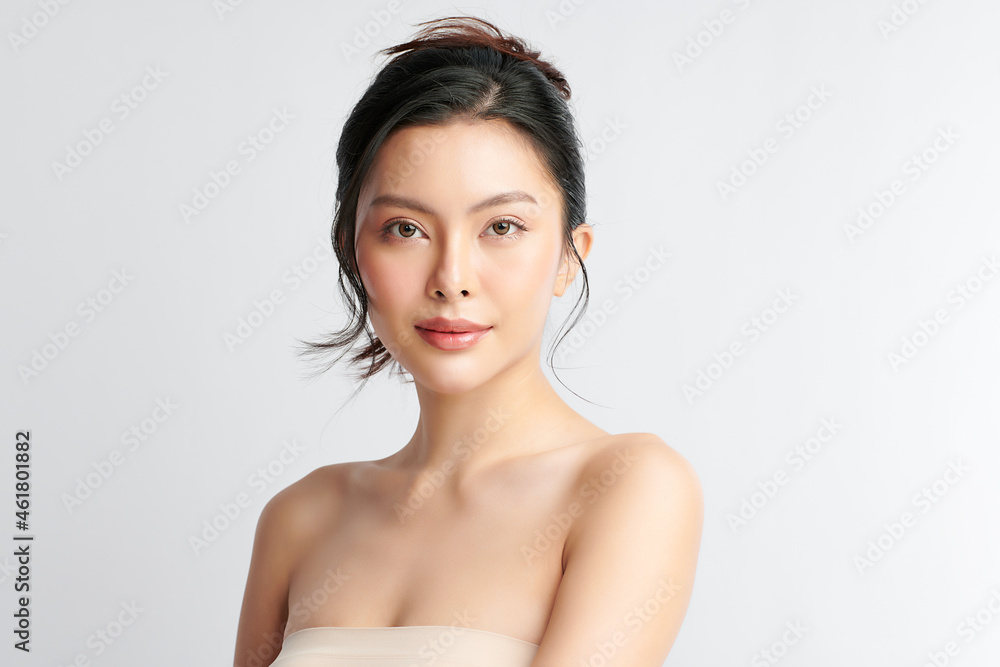 Beautiful young asian woman with clean fresh skin on white background, Face care, Facial treatment, Cosmetology, beauty and spa, Asian women portrait. Beautiful young asian woman with clean fresh skin on white background, Face care, Facial treatment, Cosmetology, beauty and spa, Asian women portrait.