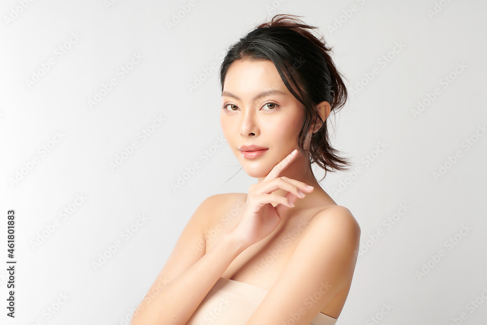 Beautiful young asian woman with clean fresh skin on white background, Face care, Facial treatment, Cosmetology, beauty and spa, Asian women portrait. Beautiful young asian woman with clean fresh skin on white background, Face care, Facial treatment, Cosmetology, beauty and spa, Asian women portrait.