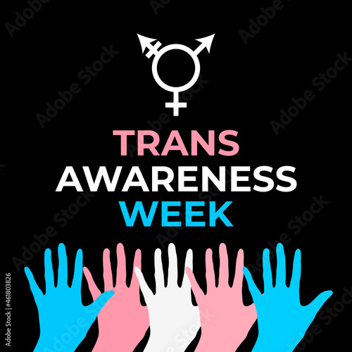 Trans Awareness Week typography poster with transgender symbol. LGBT community holiday celebrate on second week of November. Vector template for banners, signs, logo design, card, etc