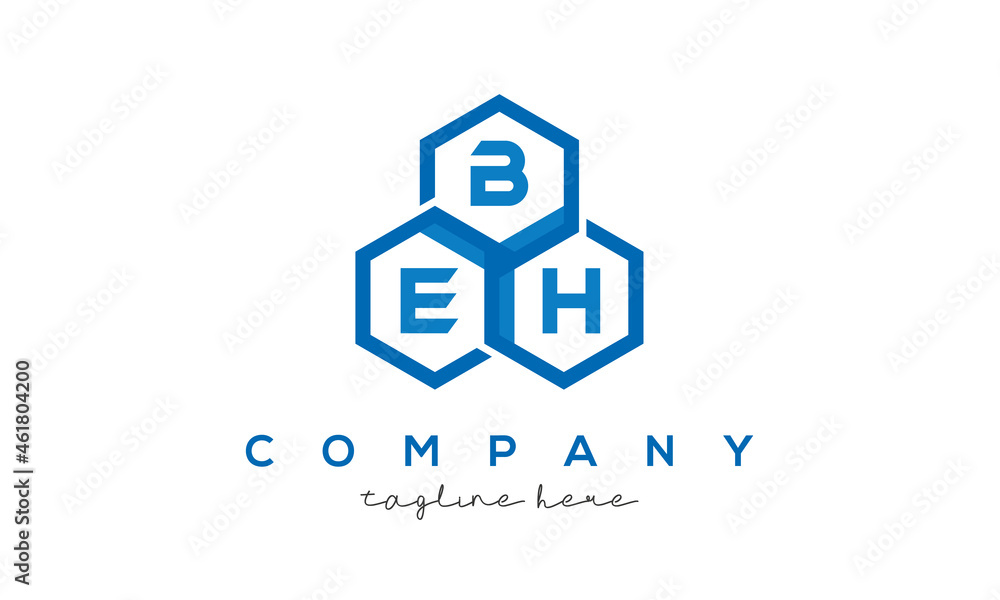 BEH three letters creative polygon hexagon logo BEH three letters creative polygon hexagon logo
