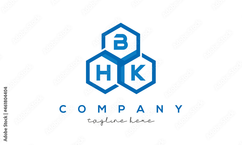 BHK three letters creative polygon hexagon logo