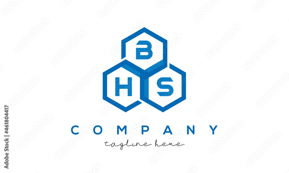 BHS three letters creative polygon hexagon logo BHS three letters creative polygon hexagon logo