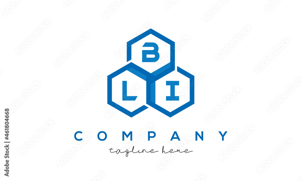 BLI three letters creative polygon hexagon logo BLI three letters creative polygon hexagon logo