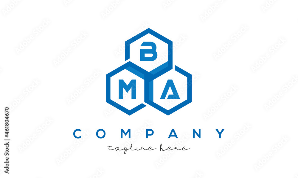 BMA three letters creative polygon hexagon logo BMA three letters creative polygon hexagon logo