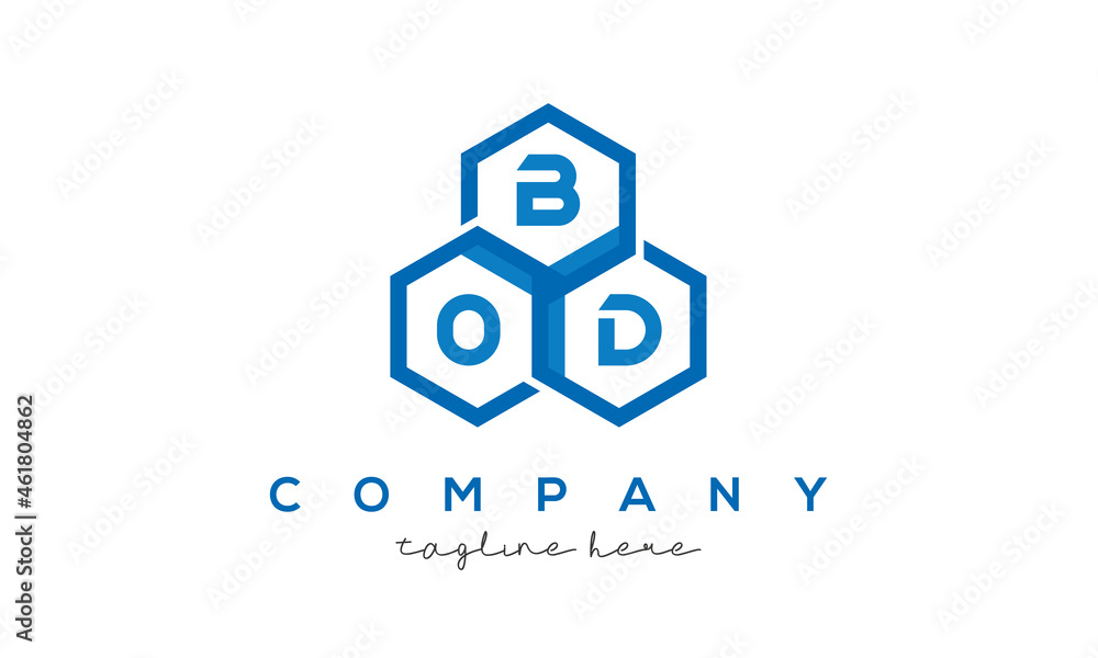 BOD three letters creative polygon hexagon logo