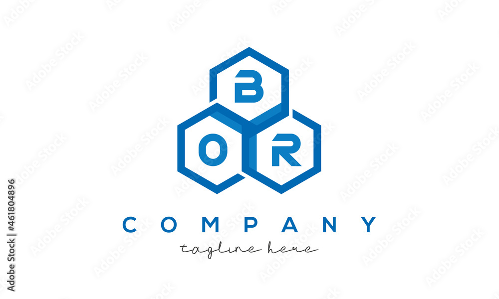 BOR three letters creative polygon hexagon logo