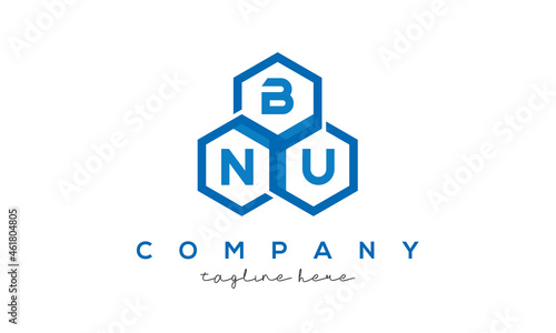 BNU three letters creative polygon hexagon logo photo