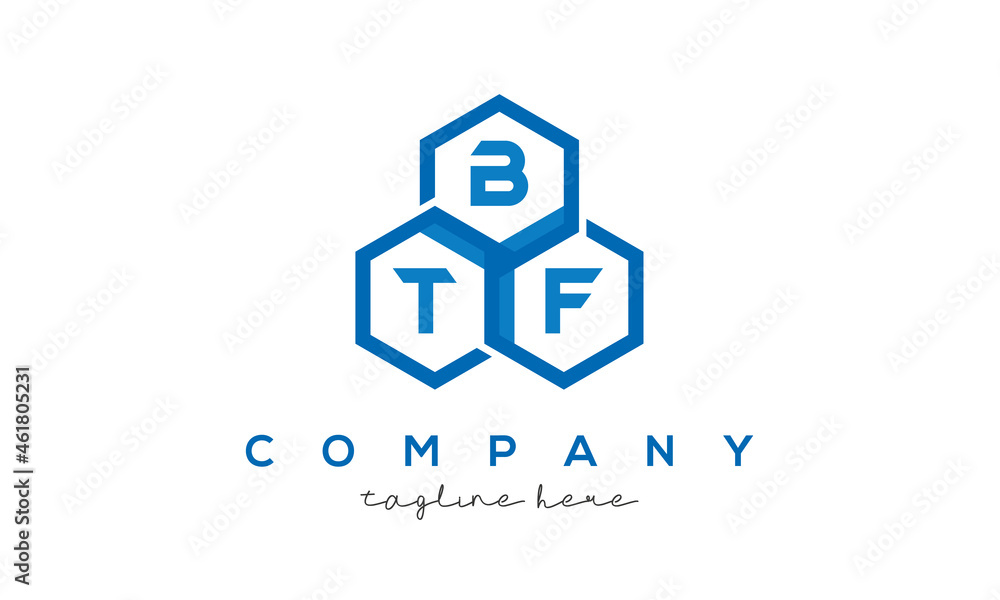 BTF three letters creative polygon hexagon logo BTF three letters creative polygon hexagon logo