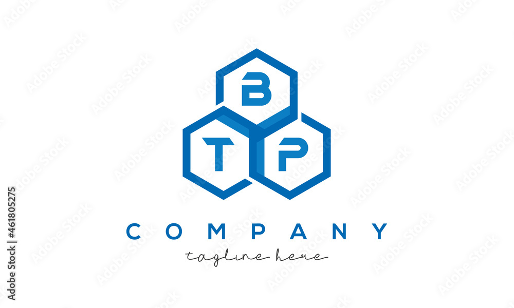 BTP three letters creative polygon hexagon logo BTP three letters creative polygon hexagon logo