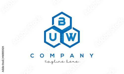 BUW three letters creative polygon hexagon logo
