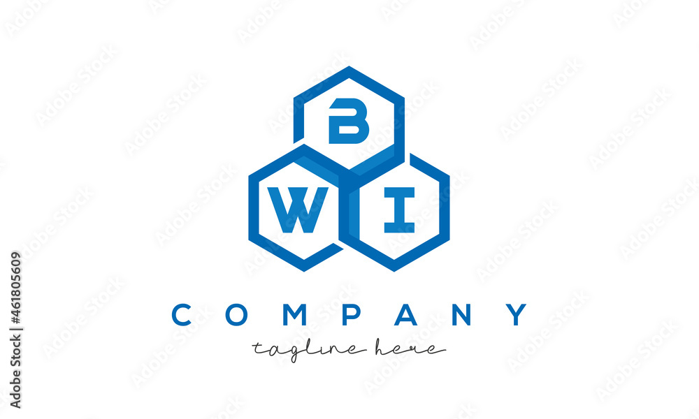 BWI three letters creative polygon hexagon logo BWI three letters creative polygon hexagon logo