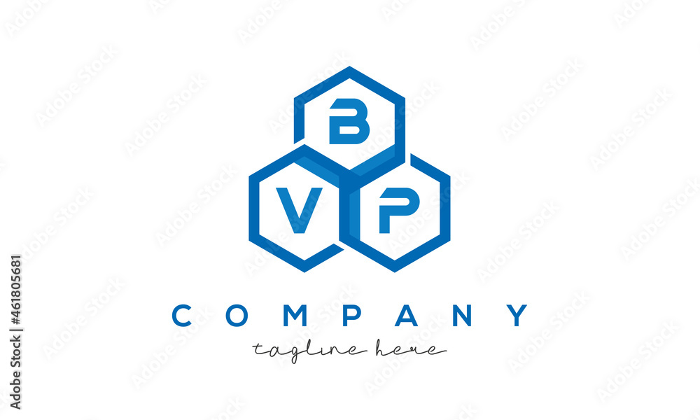 BVP three letters creative polygon hexagon logo BVP three letters creative polygon hexagon logo
